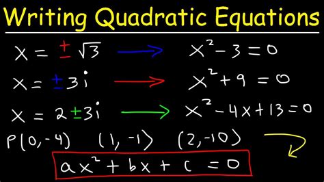 Read Write A Quadratic Equation In Standard Form 