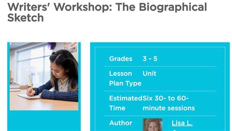 Writers X27 Workshop The Biographical Sketch Read Write Writing A Biography Lesson Plan - Writing A Biography Lesson Plan