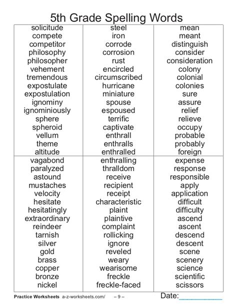 Writing 150 Words Every 5th Grader Should Know Word Lists For 5th Grade - Word Lists For 5th Grade