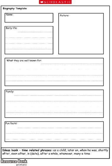 writing a biography template ks2 bitesize