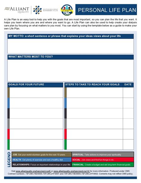 writing a life plan template
