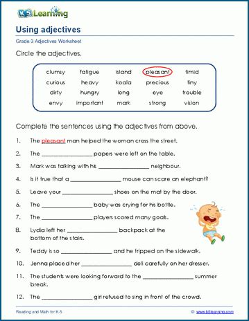 Writing Adjectives Worksheets K5 Learning Adding Adjectives Worksheet - Adding Adjectives Worksheet