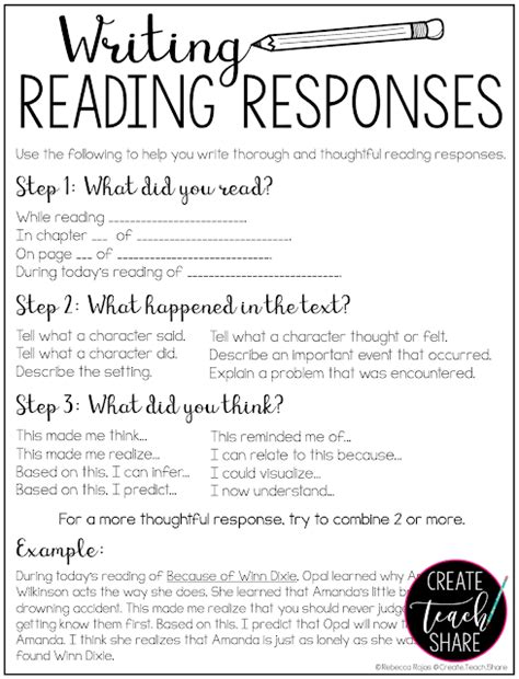 Writing As A Response To Reading Writing Response To Reading - Writing Response To Reading