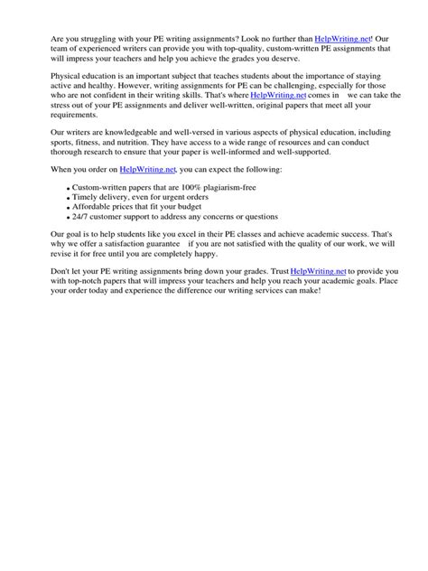 writing assignments for elementary students pe