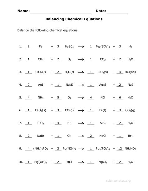 Writing Chemical Equations Worksheet With Answers Vegandivas Chemical Reactions Equations Worksheet - Chemical Reactions Equations Worksheet