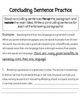 Writing Concluding Sentences Third Grade English Worksheets Biglearners Writing Concluding Sentences Worksheet - Writing Concluding Sentences Worksheet