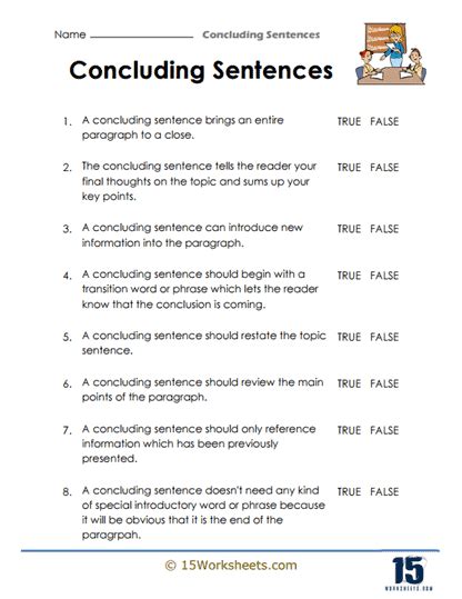 Writing Concluding Sentences Worksheets How To Write Effecive Writing Concluding Sentences Worksheet - Writing Concluding Sentences Worksheet