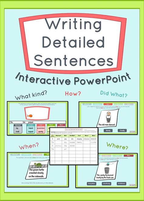 Writing Detailed Sentences Interactive Powerpoint And Worksheet Tpt Writing Detailed Sentences - Writing Detailed Sentences