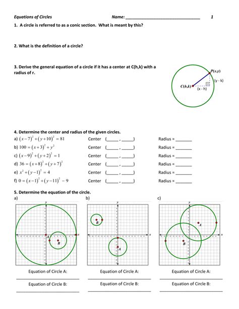 Writing Equations Of Circles Worksheets Circle Geometry Worksheet - Circle Geometry Worksheet