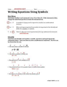 Writing Equations Using Symbols Worksheet   Write An Equation Worksheet Equation Worksheets Math - Writing Equations Using Symbols Worksheet
