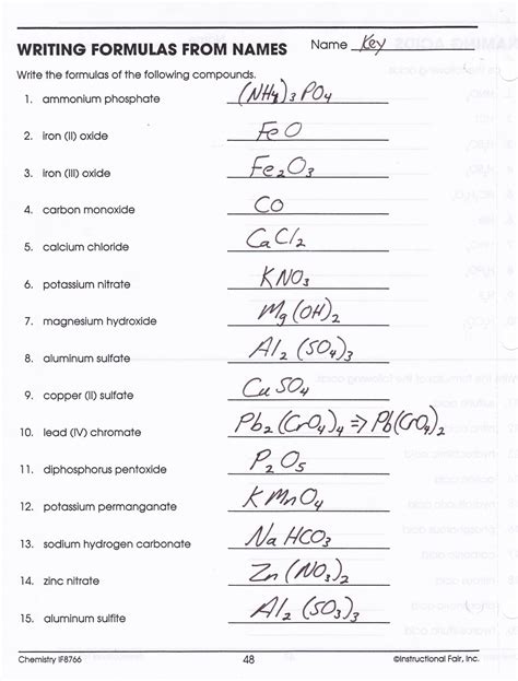 Writing Formulas And Naming Compounds Worksheet Answer Key Writing Chemical Formulas Worksheet Answer Key - Writing Chemical Formulas Worksheet Answer Key