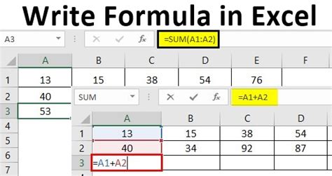 writing formulas in excel