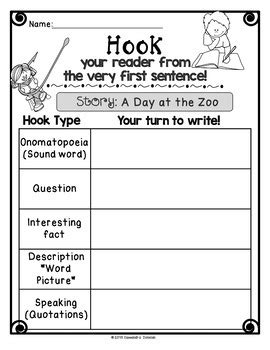 Writing Hooks Practice Teaching Resources Teachers Pay Teachers Practice Writing Hooks Worksheet - Practice Writing Hooks Worksheet