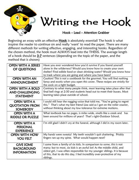 Writing Hooks Worksheet   Confession I Like Worksheets Set The Hook - Writing Hooks Worksheet