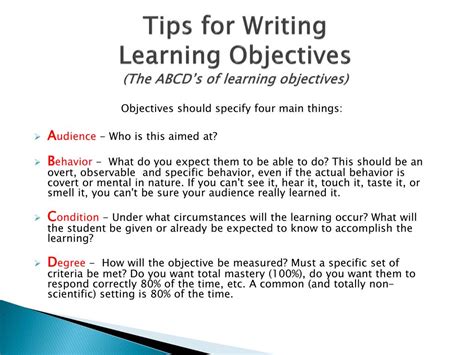 Writing Learning Objectives Ppt Writing A Lesson Objective - Writing A Lesson Objective