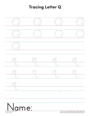 Writing Letter Q Printable Primarylearning Org Writing Letter Q - Writing Letter Q