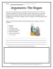 Writing Logical Arguments Worksheets Advertising Slogans Worksheet Answers - Advertising Slogans Worksheet Answers