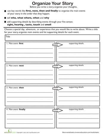 Writing Organization Worksheet   Writing Organization Worksheets - Writing Organization Worksheet