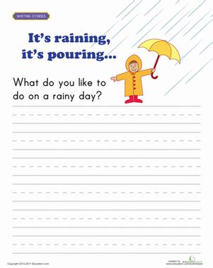 Writing Prompt Rainy Day Worksheet Education Com Rainy Day Worksheet 5th Grade - Rainy Day Worksheet 5th Grade