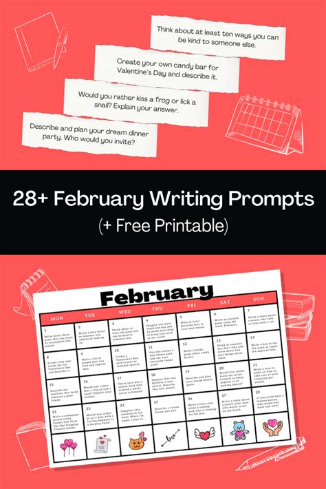 Writing Prompts Calendar   28 February Writing Prompts Free Calendar Printable Imagine - Writing Prompts Calendar