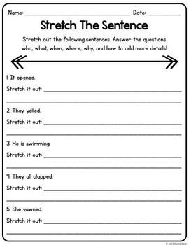 Writing Sentences Worksheets Stretching Sentences Worksheet - Stretching Sentences Worksheet