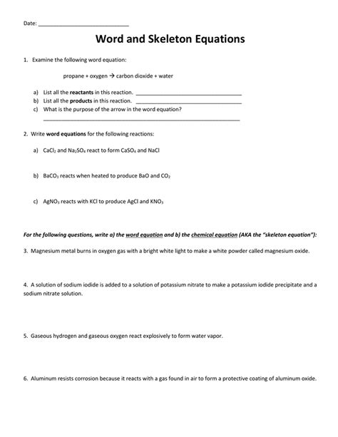 Writing Skeleton Equations Worksheets Learny Kids Writing Skeleton Equations - Writing Skeleton Equations