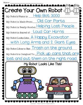 writing worksheet about robots firefox