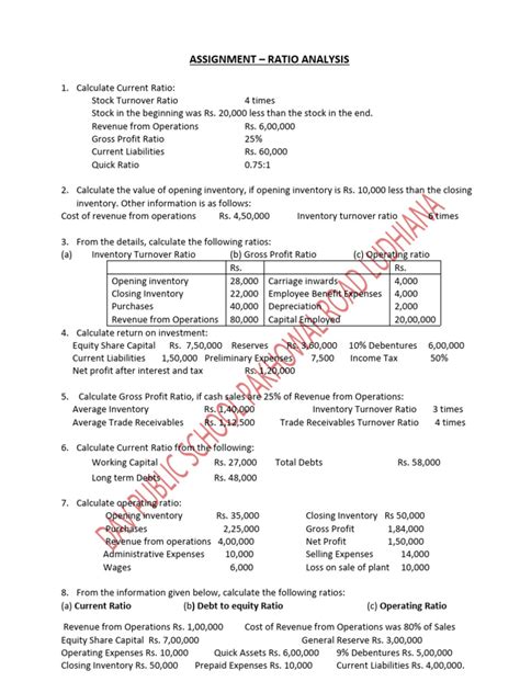 Written Assignment Ratio Analysis And Interpretation