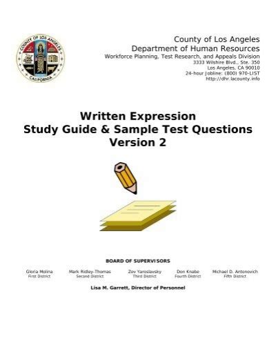Written Expression Study Guide Sample Test Questions Version 1