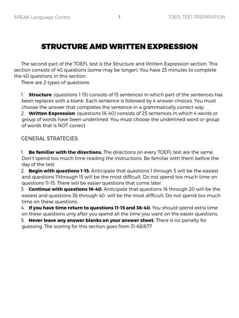 Written Expression Toefl Exercises
