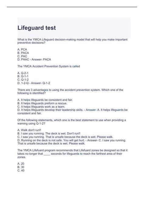 Written Lifeguard Test