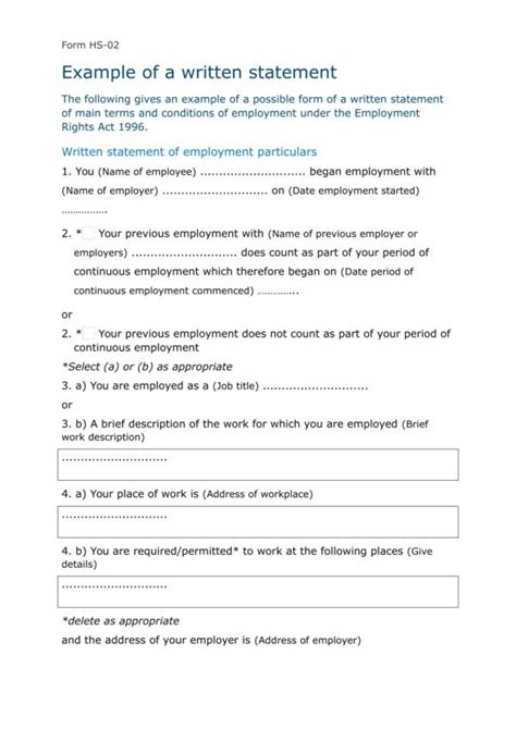 Written Statement Format