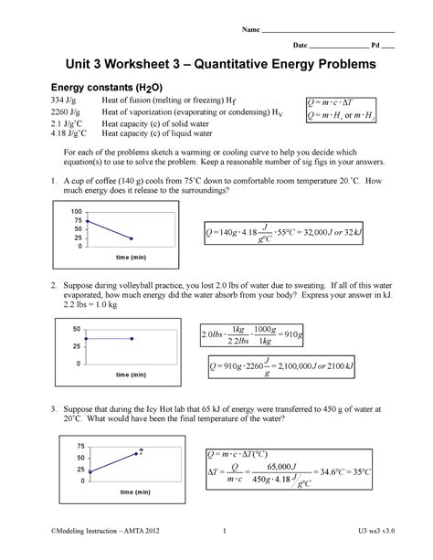 Ws3 Quantitative Energy Problems 1key Name Date Pd Unit Iii Worksheet 4 Answers - Unit Iii Worksheet 4 Answers