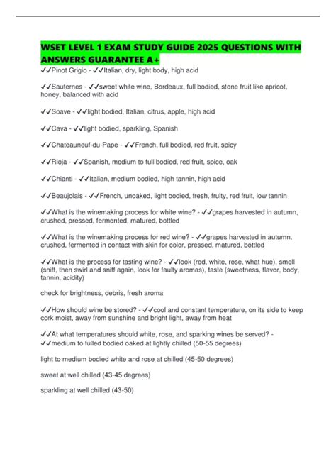 Wset Level 1 Study Guide