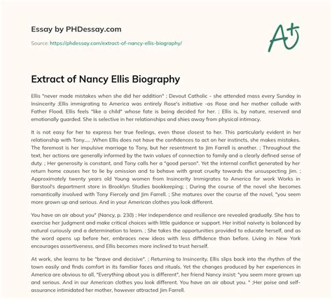 wt ellis biography of nancy