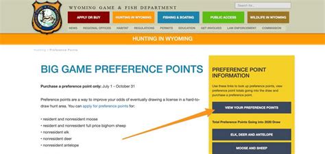 wyoming preference points