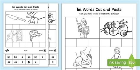 X27 Kn X27 Sound Cut And Stick Worksheet Kn Words Worksheet - Kn Words Worksheet
