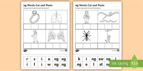 X27 Ng X27 Words Worksheet Cut And Stick Ng Sound Words With Pictures - Ng Sound Words With Pictures