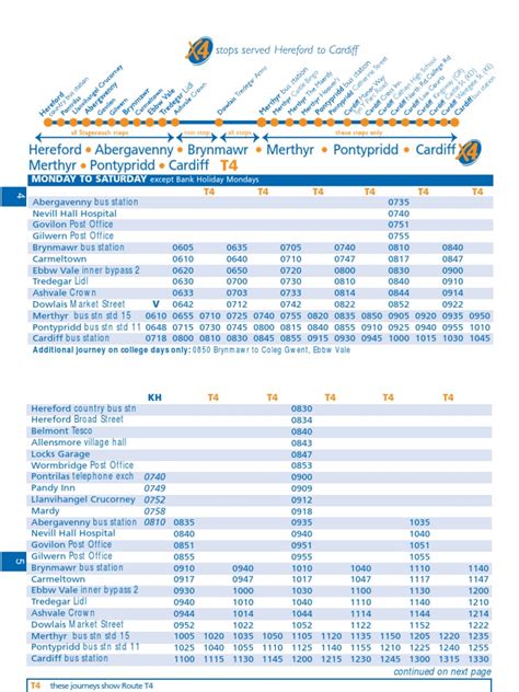 X4 Bus Timetable