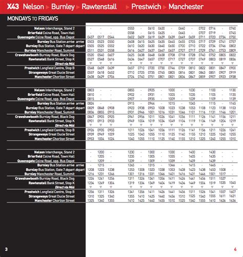X43 Bus Timetable