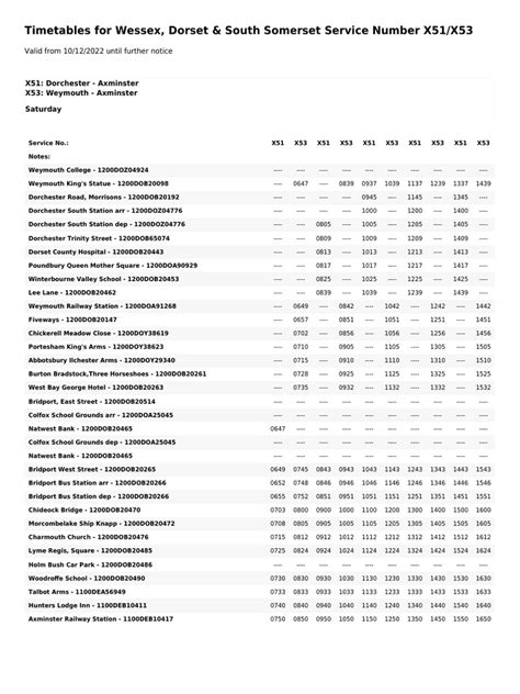 X51 Bus Timetable