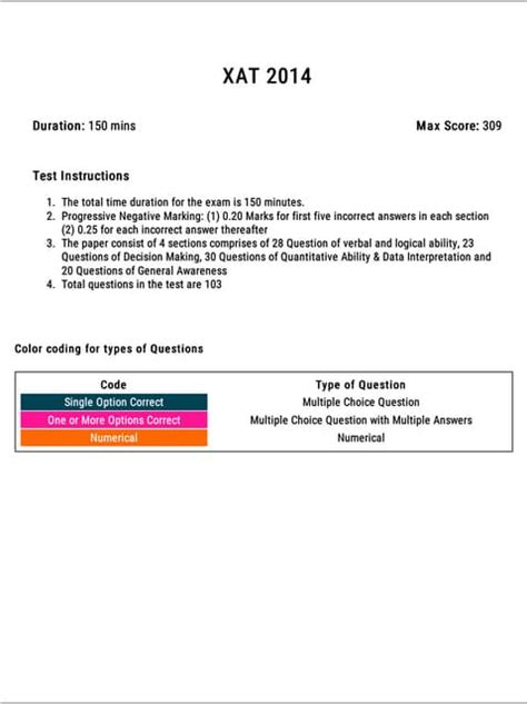 Xat Previous Year Question Paper