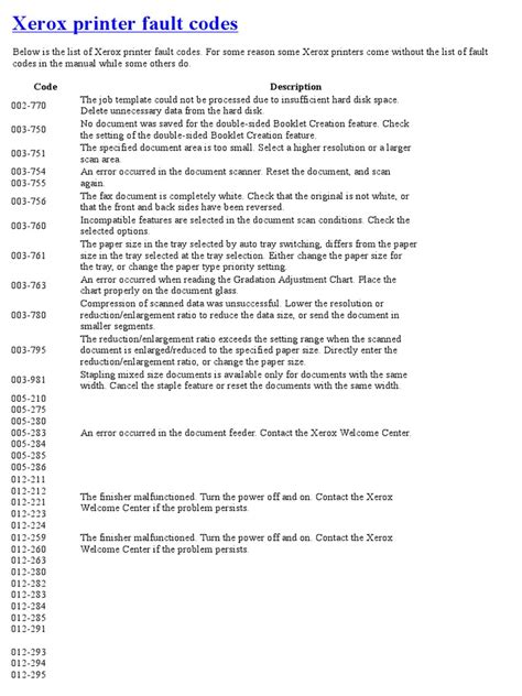 xerox fault codes 010 319