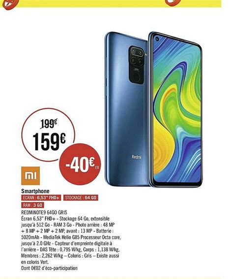 xiaomi redmi note 9 geant casino