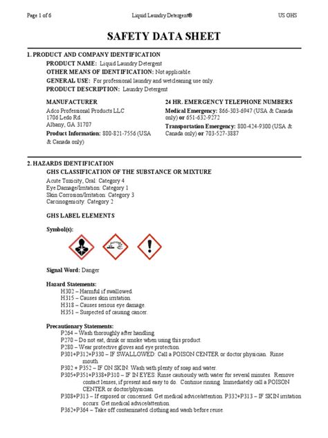 xtra liquid laundry detergent msds