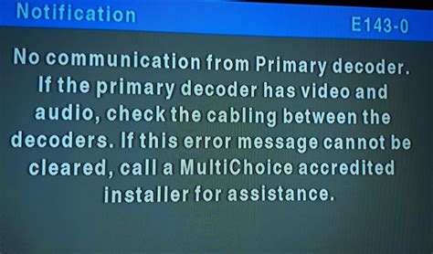 xtraview alert no communication from primary decoder