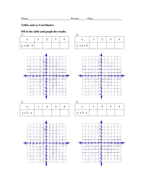 Xy Table Worksheet   Introduction - Xy Table Worksheet
