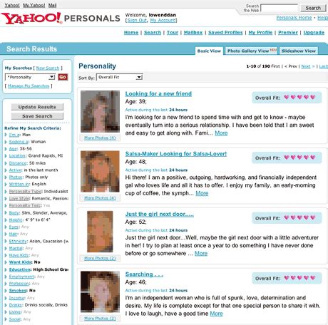 yahoo personals online dating login