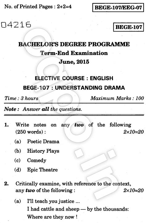 Read Online Ycmou Question Paper Tyba Understanding Drama English 
