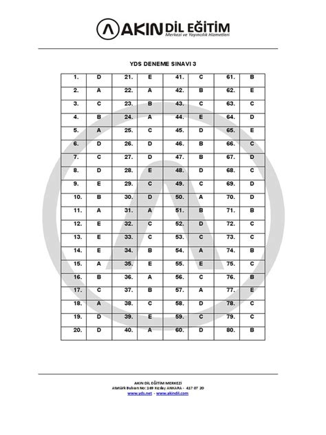 Yds Deneme Pdf